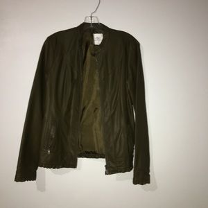 OSO army green leather jacket